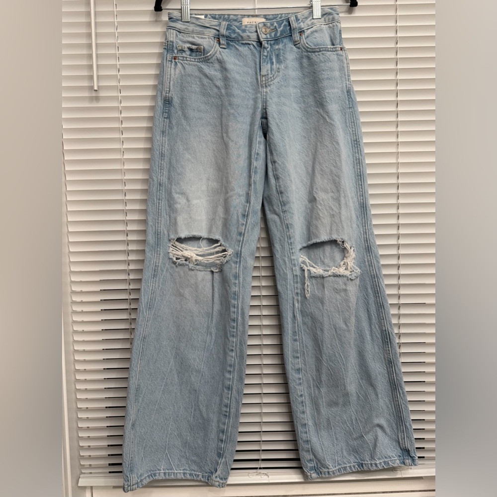 PacSun Light Blue Ripped Flare Baggy Jeans Size 23